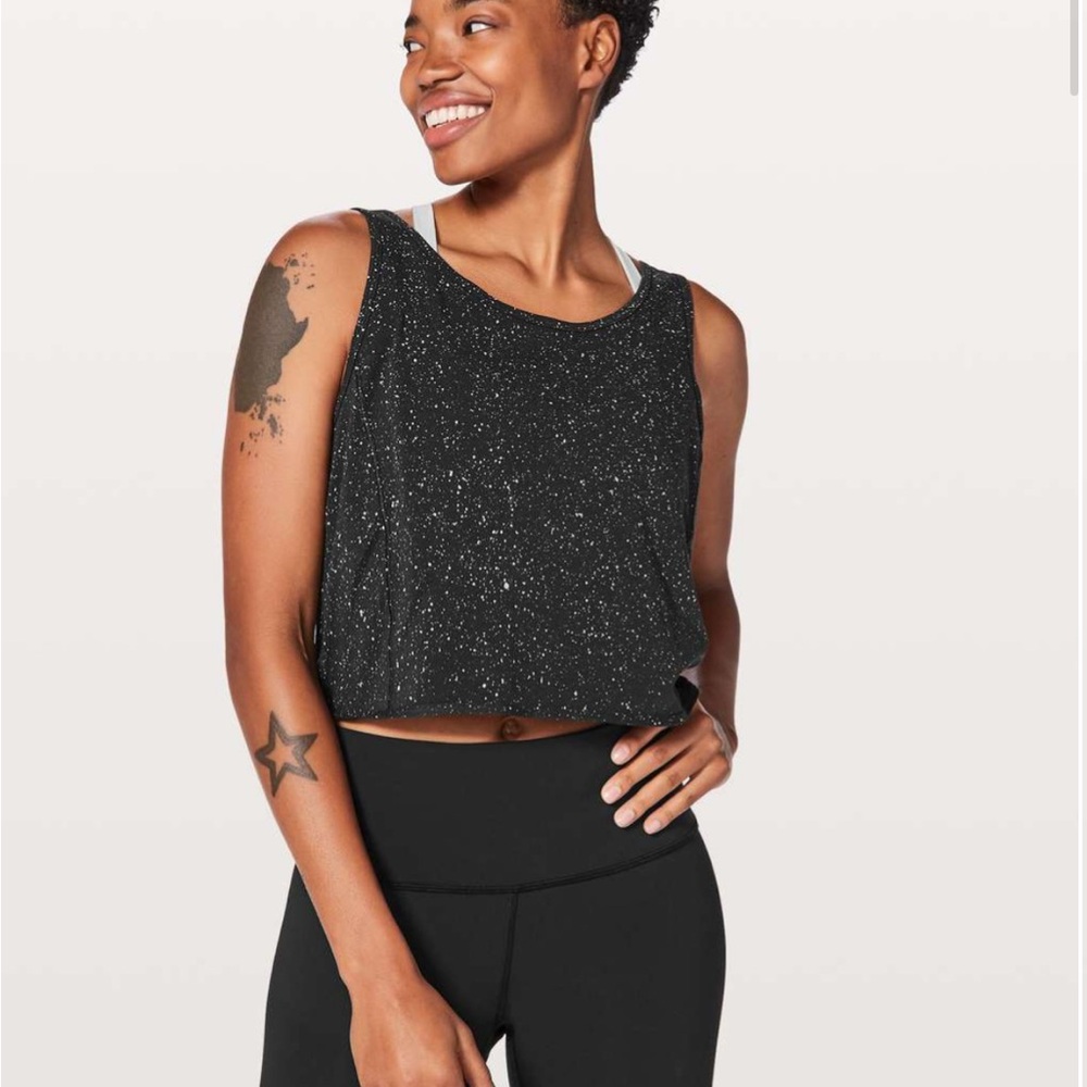 NWT Lululemon It’s a Tie Tank Size 6 Black Speckled Women's Top